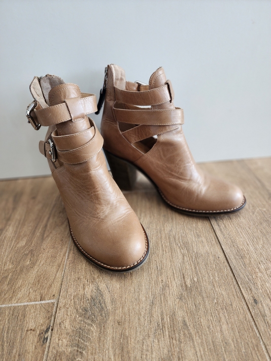 RUDSAK Shoes - RUDSAK Tan Leather Cutout Buckle Ankle Boots
